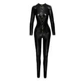 Long Button-Up PVC Overall Lingerie With Curved Seam Design Womens Latex